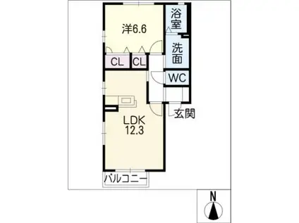 シャテーヌ・ド・マリ(1LDK/2階)の間取り写真