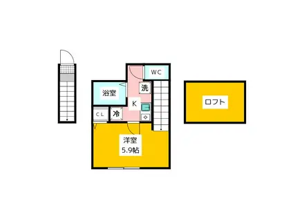 MURET東伏見(1K/2階)の間取り写真