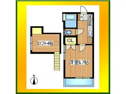 大澤ハイム(1K/2階)の間取り写真