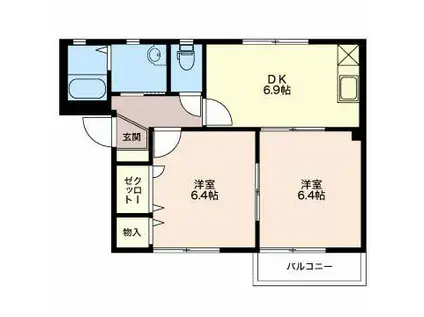 アルメリーナ(2DK/1階)の間取り写真