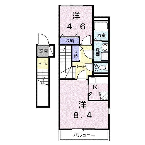 エミールシャラン・II(1LDK/2階)の間取り写真