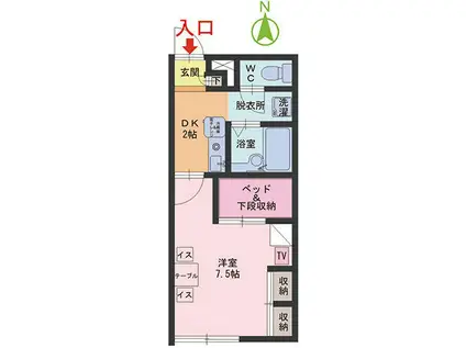 ステラミモーサ(1DK/2階)の間取り写真