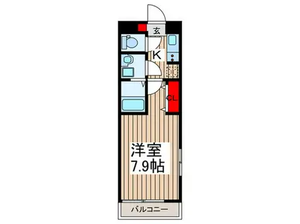 ヴェルミオン(1K/3階)の間取り写真