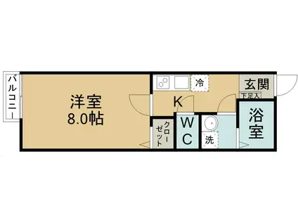 ラプラス小松島(1K/1階)の間取り写真