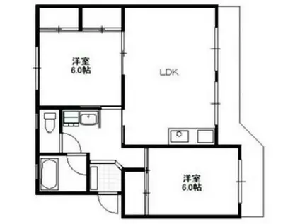 リルームス古国府(2LDK/4階)の間取り写真