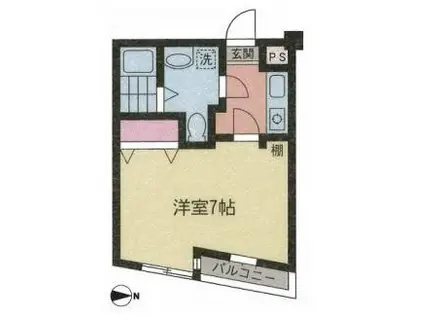 グエルサカエ羽根木(1K/2階)の間取り写真