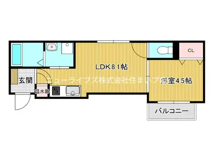 ヒラソルカドマ(1LDK/1階)の間取り写真