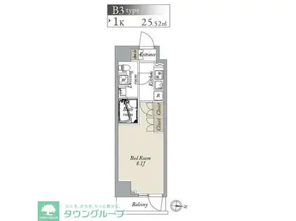 アジールコート両国北斎通(1K/4階)の間取り写真