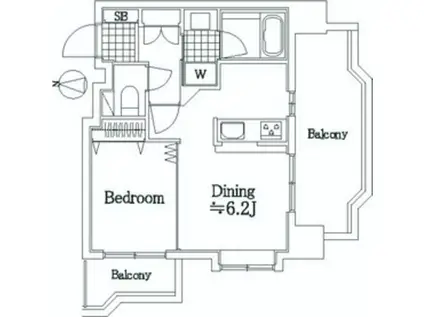 朝日パリオ鐘ヶ淵(1DK/6階)の間取り写真