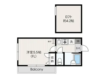 ブライトヒルズ梶ヶ谷 B棟(1K/1階)の間取り写真
