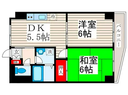 アヴニール(2DK/6階)の間取り写真