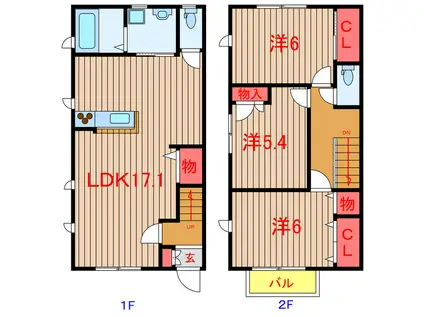 フォレストリーフタウン(3LDK/1階)の間取り写真