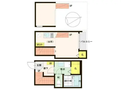ハーモニーテラス河原町III(1K/1階)の間取り写真