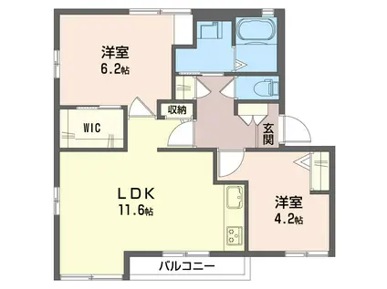 シャトル富士見台(2LDK/2階)の間取り写真