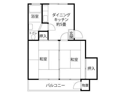 久留米西(2DK/4階)の間取り写真