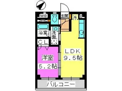 エクセレンス大宮(1LDK/2階)の間取り写真