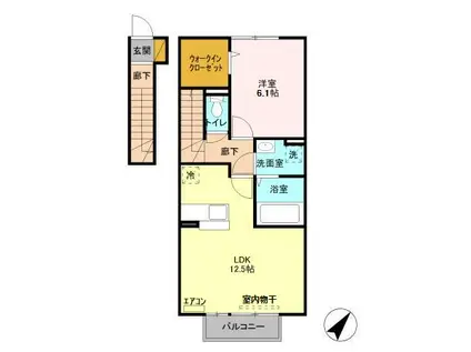 フローラルコート不動ヶ岡(1LDK/2階)の間取り写真