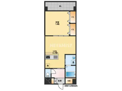 エスポワール長野(1LDK/7階)の間取り写真