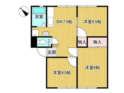 アーバン広政 A棟(3DK/1階)の間取り写真