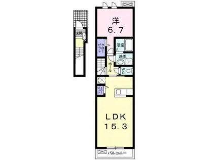 セシル エトワールLI(1LDK/2階)の間取り写真