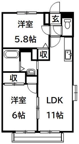 インペリアルパレス(2LDK/2階)の間取り写真