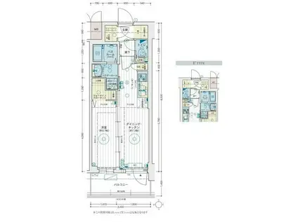 エステムコート名古屋TWIN イースト(1DK/4階)の間取り写真