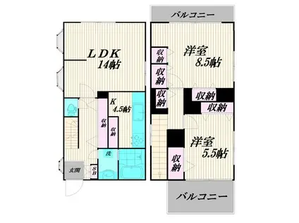 仲池上2丁目メゾン(2LDK/1階)の間取り写真
