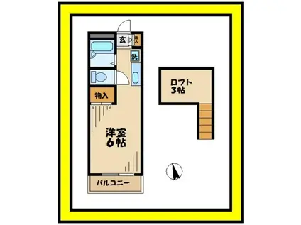 プリムローズ(1K/1階)の間取り写真
