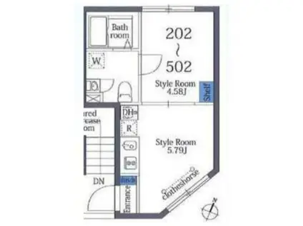 ラフィット白金(1DK/3階)の間取り写真