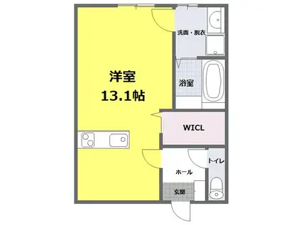 ラビアン・ローゼ I棟(ワンルーム/2階)の間取り写真