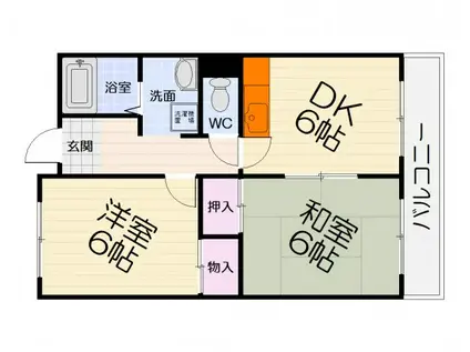 チャーフル(2DK/3階)の間取り写真