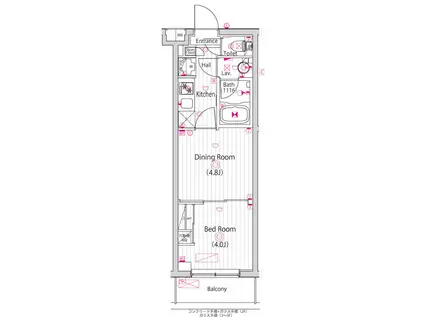 ガーラ・ステーション川崎久地(1DK/5階)の間取り写真