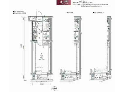 SQUARE CITY NAKAMAGOME(1K/2階)の間取り写真
