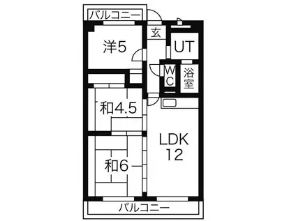 ウィズユー苅安賀(2LDK/2階)の間取り写真
