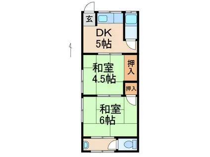 鶴ハウス(2DK/2階)の間取り写真