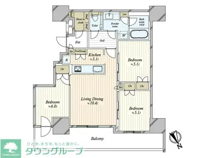 プラウドタワー小岩フロント(3LDK/23階)の間取り写真