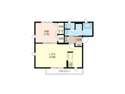 HAL横濱(1LDK/1階)の間取り写真