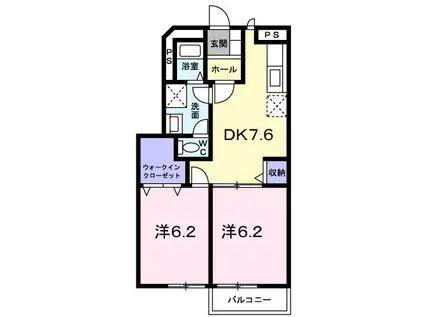 メゾン・ノーヴァ(2DK/1階)の間取り写真