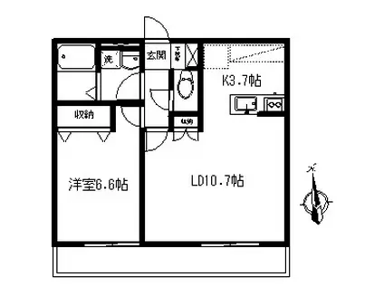 グランツ鴨居I(1LDK/1階)の間取り写真