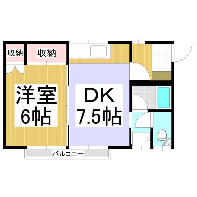 ツルコーポ(1DK/2階)の間取り写真