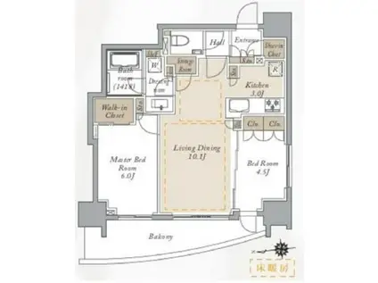 プライマルシティ神楽坂(2LDK/11階)の間取り写真