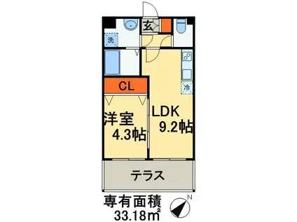 アルコバレーノ マクハリ(1LDK/1階)の間取り写真