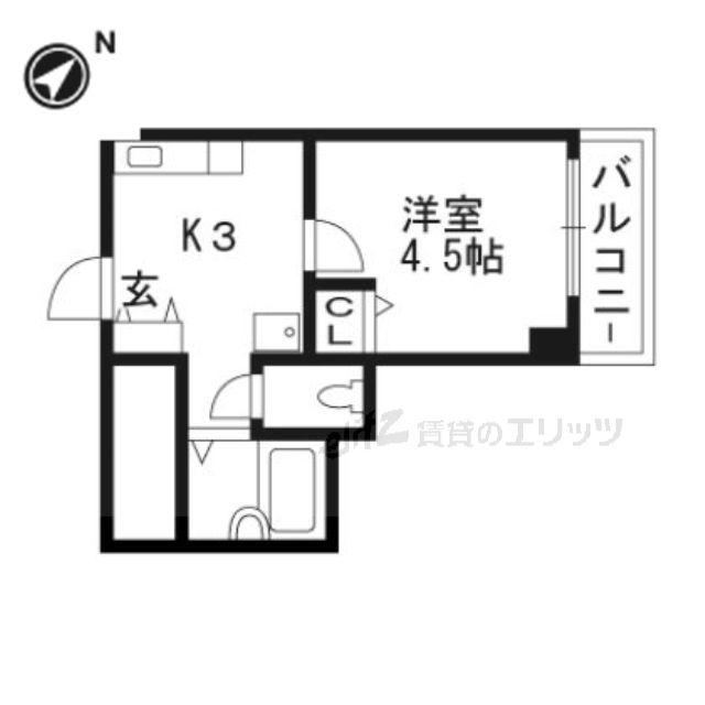 イーズ南春日丘(1K/5階)の間取り写真