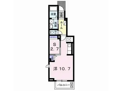 ウエスト ヒルズIV(ワンルーム/1階)の間取り写真