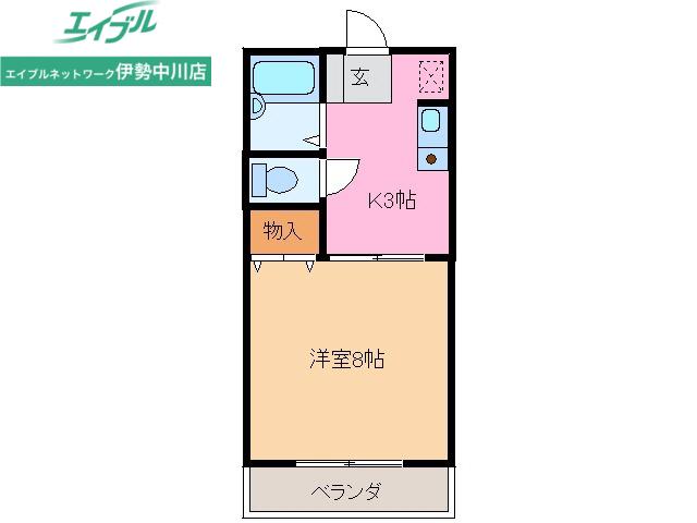 コーポK&S(1K/2階)の間取り写真