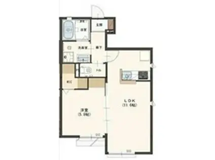 ボヌール西明石II(1LDK/1階)の間取り写真