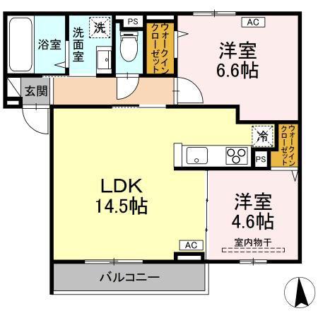 RESUA向中野 A棟(2LDK/2階)の間取り写真
