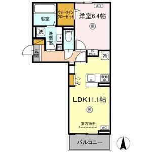 LA MER 鴨川(1LDK/2階)の間取り写真