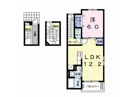 ビオーラ A(1LDK/3階)の間取り写真
