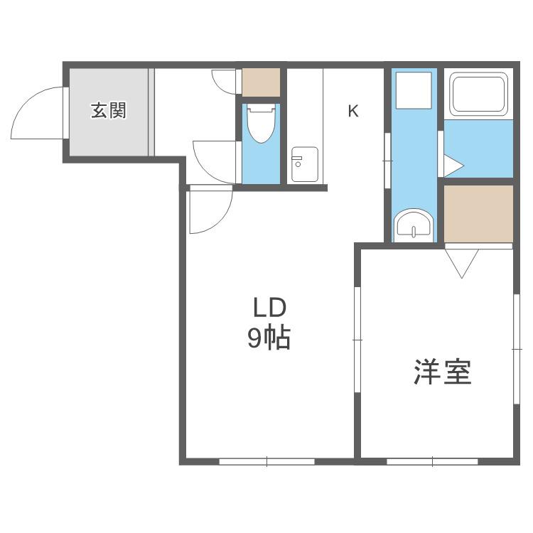 AKT月寒中央(1LDK/1階)の間取り写真
